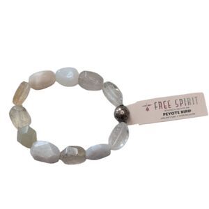 NWT Peyote Bird Faceted Gemstone And Sterling Silver White Multi-Stone Bracelet